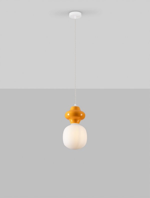 Designerska Lampa Wisząca z Ceramiki w Kolorze Pomarańczowym Luces Exclusivas VILROSA LE44556