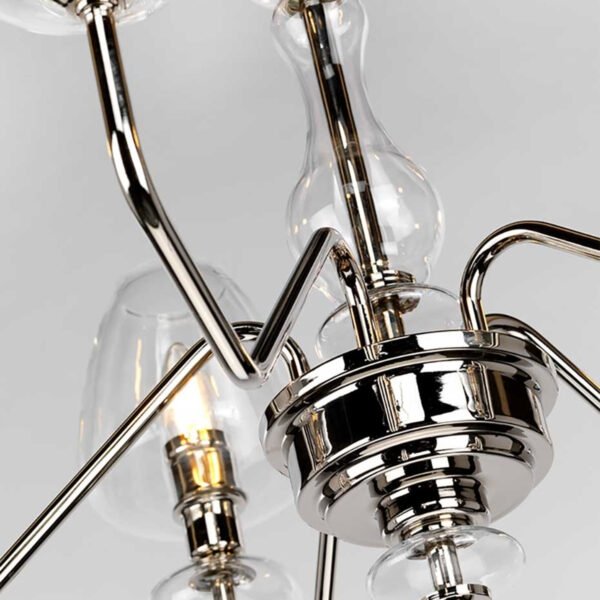 Żyrandol Armand - 5 źródeł światła - Polerowany nikiel szklane klosze w kształcie kielicha industrialny nowoczesny dworkowy DL-ARMAND5-PN ELSTEAD LIGHTING