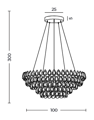 Złota lampa wisząca żyrandol do salonu w stylu glamour kryształowe okręgi ściemnialna BARLETTA 60+100 AZ6904 Azzardo