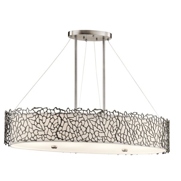 Lampa wisząca Silver Coral - 4 źródła światła Klasyczny pewter koralowy metalowy wzór okrągła nowoczesna organiczny design KL-SILVER-CORAL-ISLE KICHLER