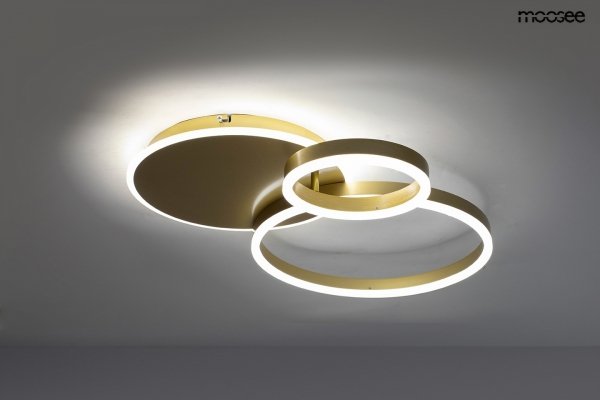  Lampa sufitowa plafon LED okrągły z pierścieniami nowoczesny możliwość ściemniania RINGS 3 złota MSE1501100506 Moosee King Home