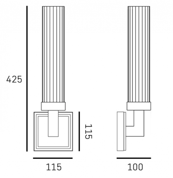 Kinkiet niklowana tubka z ryflowanego szkła minimalistyczny klasyczny dekoracyjny QUINCY W01859NS Cosmo Light