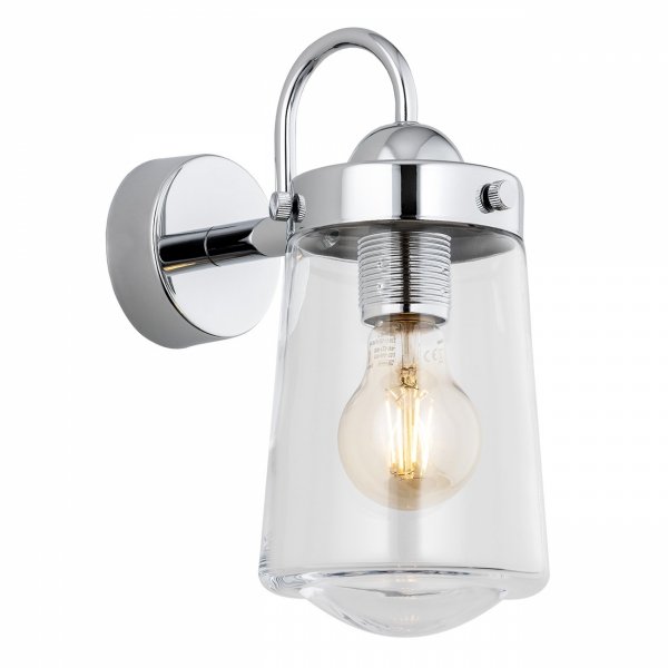 Eklektyczny kinkiet elegancka lampa ścienna retro chrom przezroczysty klosz szkło PASADENA 4719 Argon