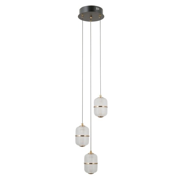 Złota lampa wisząca siatkowany klosz szklany Alani Italux PND-34375-3-BK lampa jadalniana nad wyspę nad stół