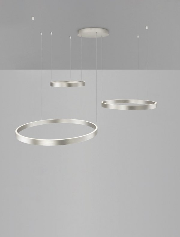 Nowoczesna Lampa Wisząca Srebrne Pierścienie BARI LE44316 LUCES EXCLUSIVAS