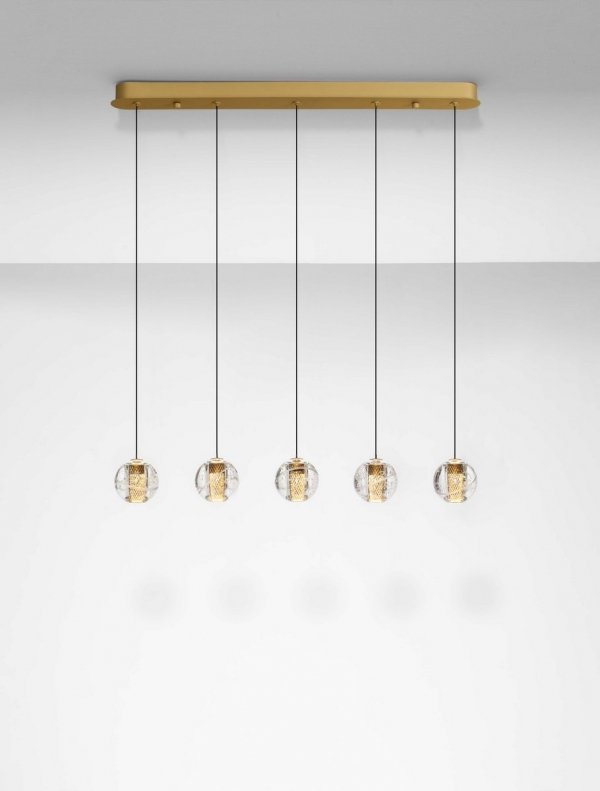 Oryginalna Złota Lampa Wisząca Nad Stół Szklane Kule w Stylu Art Deco LUCES EXCLUSIVAS CUYO LE44720