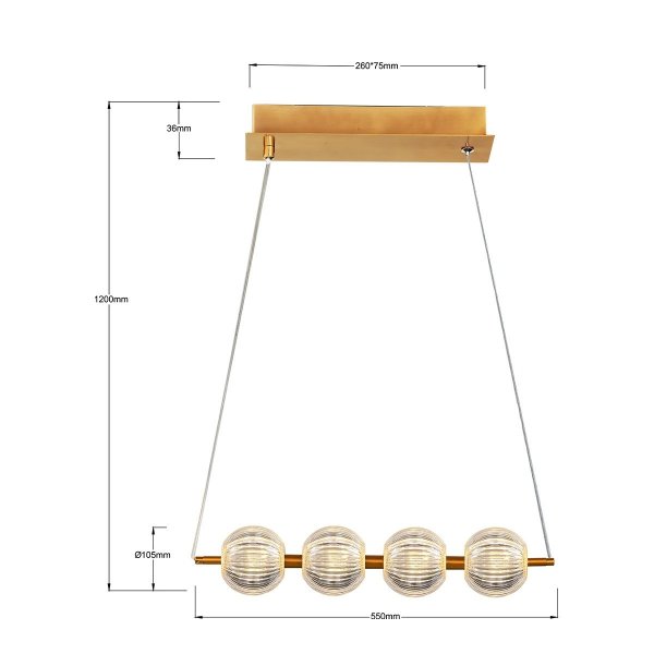 Lampa wisząca kule złote Glamour Brillant LED CCT LP-3303/4L GD Light Prestige