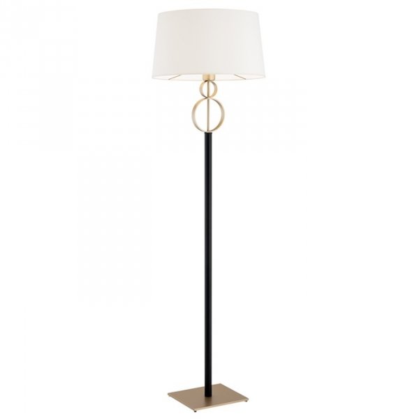 Designerska Czarna Lampa Stojąca Podłogowa Abażurowa Złote Obręcze PERSEO 8309 ARGON