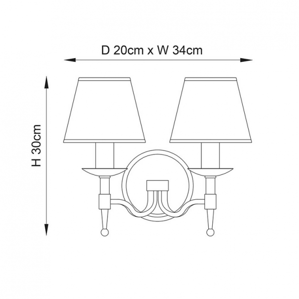 MOSIEŻNY KINKIET ŚWIECZNIKOWY Z ABAŻURAMI W KOLORZE BEŻOWYM STANFORD NICKEL 63654 ENDON INTERIORS 1900 STYLOWY KINKIET PAŁACOWY GLAMOUR 