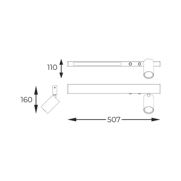 Nowoczesny Czarny Kinkiet Ścienny Minimalistyczny LED Z Włącznikiem MANNARI W230757202 ZUMA LINE