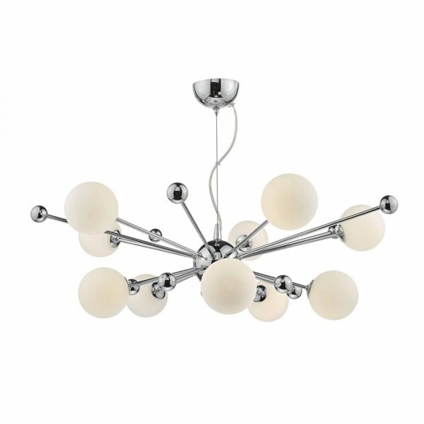 Lampa Wisząca Designerska Chrom Białe Szklane Kule URSA URS2350 DAR LIGHTING
