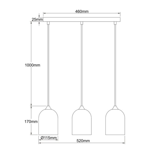 Prosta elegancka lampa wisząca metalowa loftowa minimalistyczna NILO LP-0110/3L BK LIGHT PRESTIGE