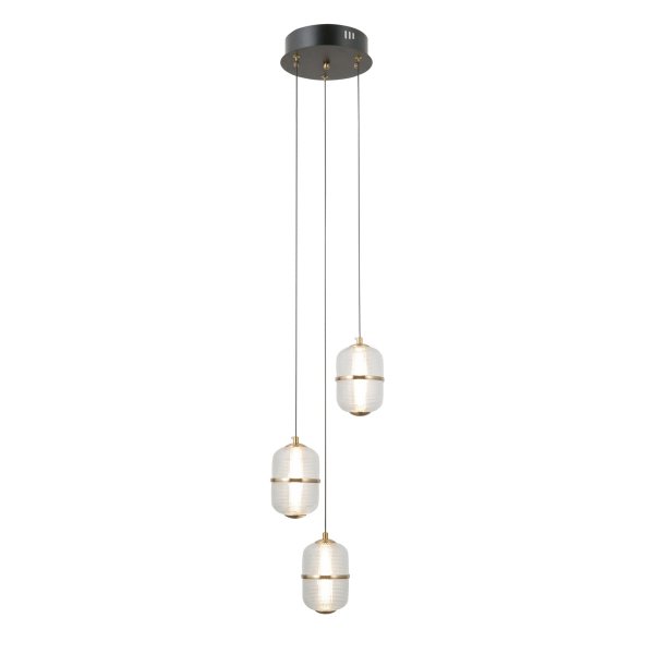 Złota lampa wisząca siatkowany klosz szklany Alani Italux PND-34375-3-BK lampa jadalniana nad wyspę nad stół