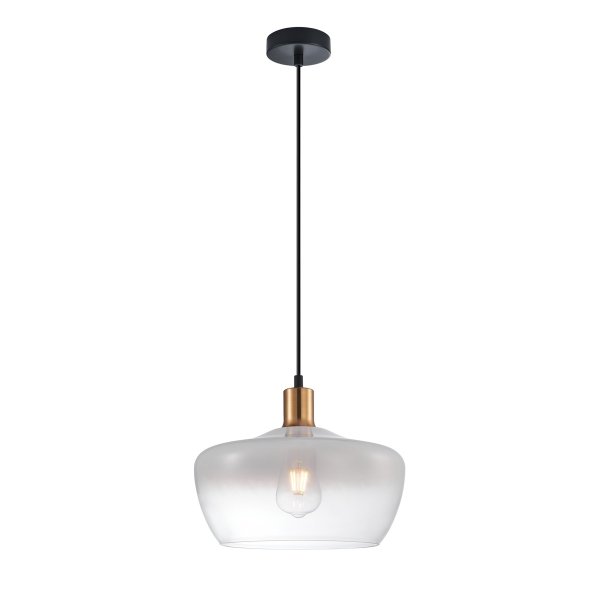  Jasna, elegancka kuchnia lub jadalnia w stylu skandynawskim, japandi lub nowoczesnym klasycznym. Jednopunktowa lampa wisząca Parola wisi nad drewnianym stołem jadalnianym lub marmurowym blatem kuchennym. Matowa, biała kula klosza emituje miękkie, równomi