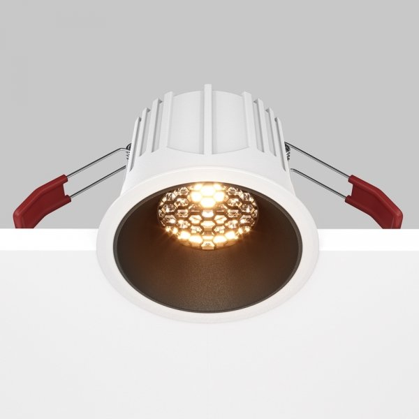 Lampa wpuszczana w sufit minimalistyczna aluminium biało-czarna okrągła Alfa LED MAYTONI DL043-01-15W2.7K-RD-WB-DE