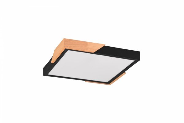 Kwadratowy Nowoczesny Plafon Sufitowy LED Czarny + Drewno META R67191132
