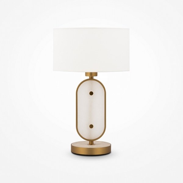 Złota Lampa Nocna Glamour MAYTONI MARMO MOD099TL-01G Marmurowa Lampa Stołowa w Sylu Art Deco
