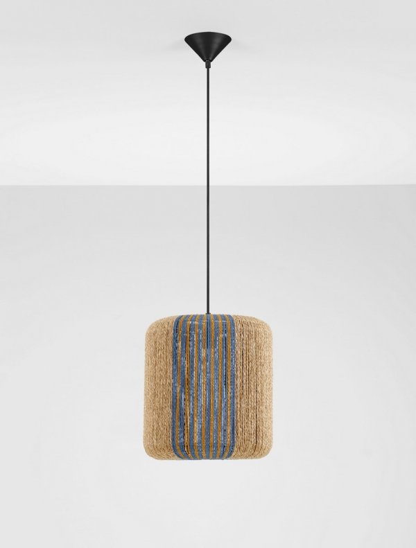 Lampa wisząca sznurkowa pleciona owalna boho rystykalna industrialna nad stół do salonu sypialni ZORTINA LE45350 Luces Exclusivas