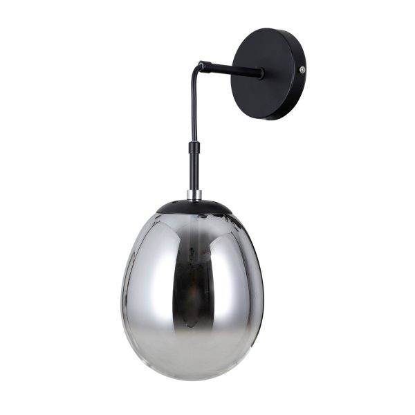 Czarny kinkiet zwis szklany dymiony klosz Meolo Italux WL-40825-1-BK