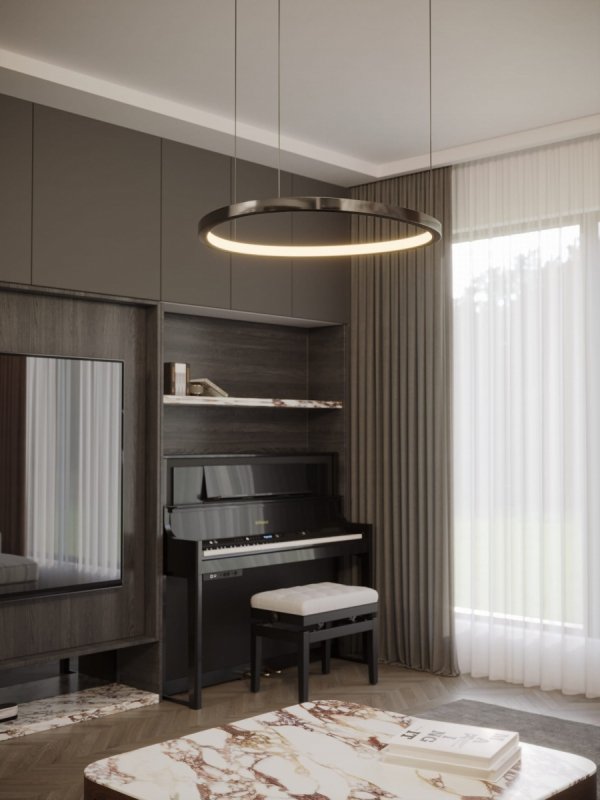 Nowoczesna lampa wisząca okrąg ring CAYENNE 60 cm P0661D Maxlight Brushed Black 