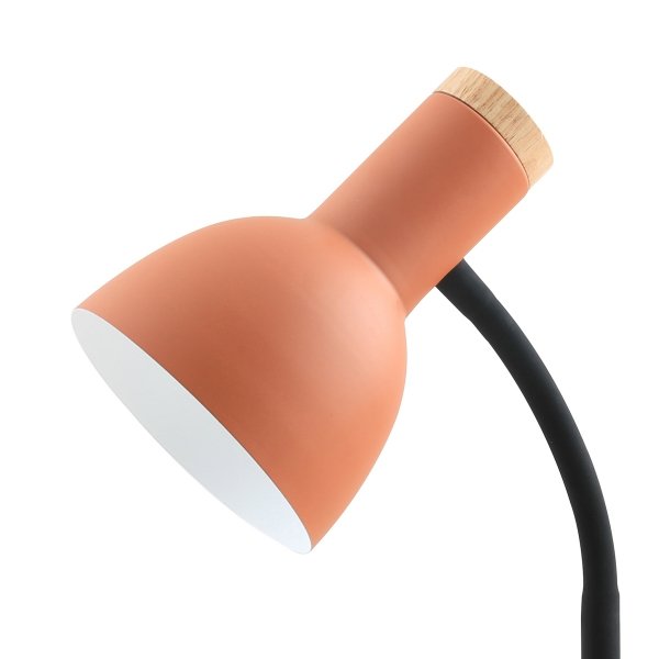 Klasyczna Lampka Biurkowa Pomarańczowa Drewniane Elementy SENZA TB-37263A-OG ITALUX
