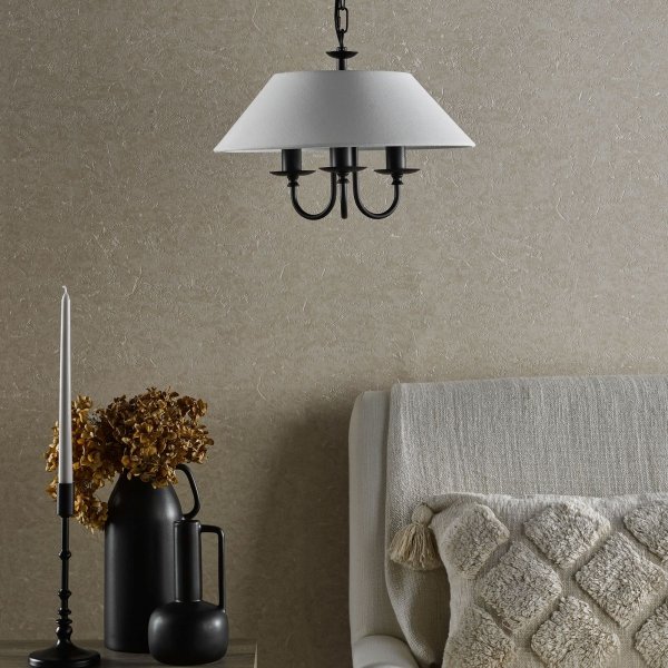Nowoczesny Żyrandol Biały Abażur SIVAN SIV0322 DAR LIGHTING