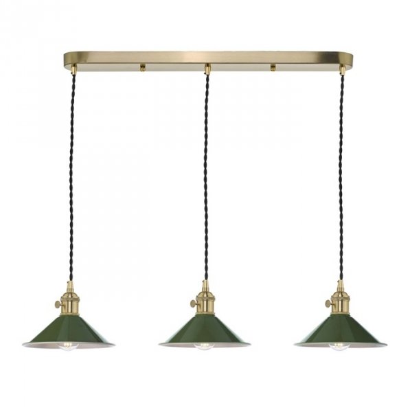 Mosiądzowana Lampa Wisząca Vintage Zielone Klosze HADANO HAD3640-07 DAR LIGHTING