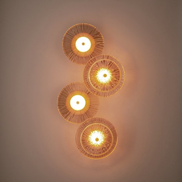 Luxusowy mosiężny kinkiet ścienny szklane bursztynowe klosze LUXIO-4 LED ST-3315-4 copper Step Into Design