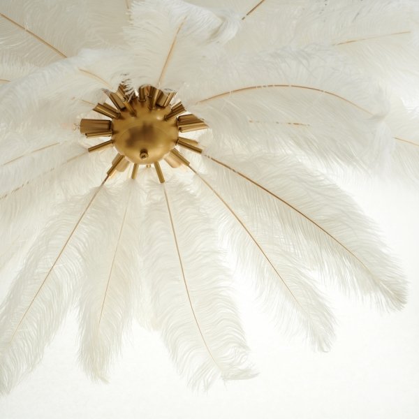  Dekoracyjna nowoczesna biała lampa wisząca pióra 6 źródeł światła designerska boho kula EMU ST-DN127 white Step Into Design