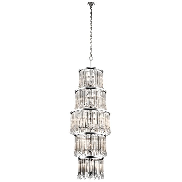 Kryształowy Żyrandol / Lampa wisząca Piper Kichler KL-PIPER-18P-PC 18 źródeł światła - Polerowany chrom Szklana Salonowa, Jadalniana nad antresole