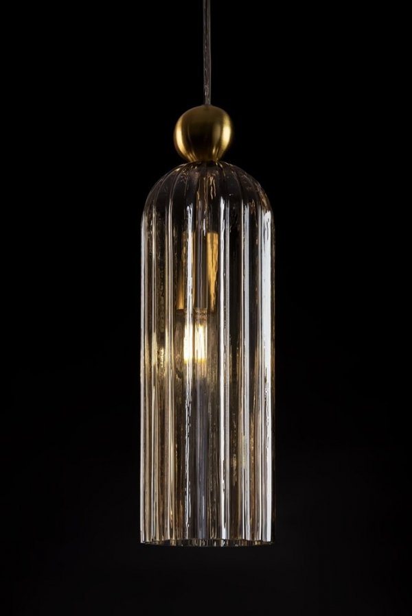ZŁOTA Lampa Wisząca w Stylu Art Deco Maytoni ANTIC MOD302WL-01CG Zwis Szklany Klosz GLAMOUR