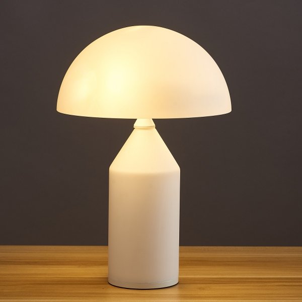 Biała lampka stołowa nocna w kształcie grzybka szklana klasyczna minimalistyczna uniwersalna BELFUGO MT1234-250 WHITE Step Into Design