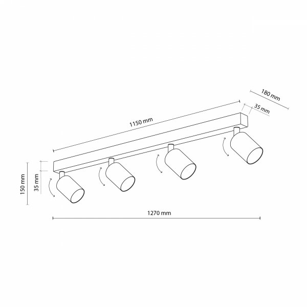 Nowoczesna oprawa sufitowa wielopunktowa sabia tuba reflektor spot minimalistyczna uniwersalna klasyczna NEX 10630 TK-Lighting