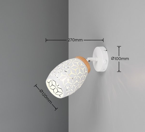 Nowoczesny kinkiet lampa ścienna biała regulowana tuba klasyczna w stylu orientalnym metalowa drewniany dekor BIDAR R81571731 Rl