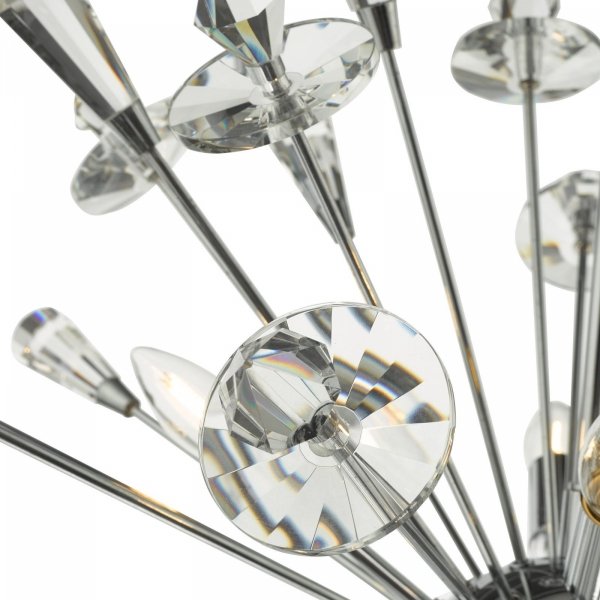 Nowoczesna Lampa Wisząca Designerska Chrom Kryształowe Elementy EXODUS EXO0850 DAR LIGHTING