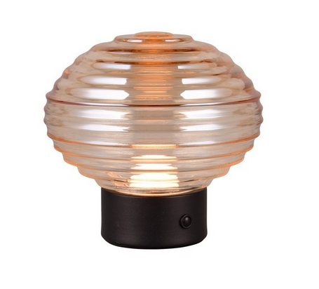 Dekoracyjna Lampka Stołowa LED Bursztynowy Szklany Klosz EARL R57771113 RL