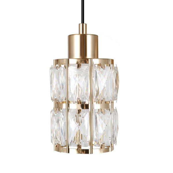 Złota kryształowa lampa wisząca do salonu nad stół glamour Alma Italux PND-40668-5-HBR