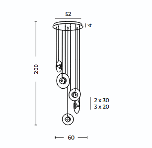 Designerska lampa wisząca Azzardo ANDORA PENDANT 5 SMOKY AZ6887 Szara