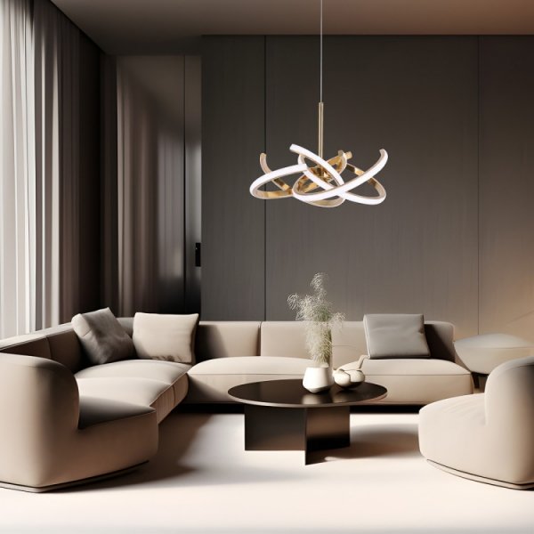 Designerska lampa wisząca złota LED CCT dekoracyjna owalna geometryczna Spider LP-1225/1P 58 GD Light Prestige