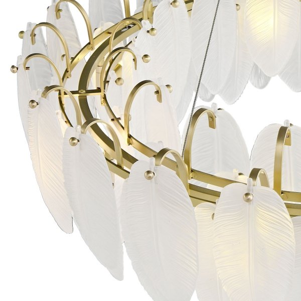 Dekoracyjna nowoczesna biała lampa wisząca szklane listki 10 źródeł światła podłużna designerska boho PIUMA ST-6289-10C Step Into Design