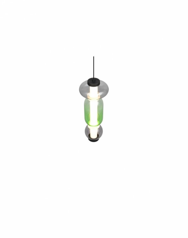 Lampa wisząca LED pojedyncza szklany klosz ściemnialna MINERVA 334310117 Trio zielona/czarna jadalniana nad stół