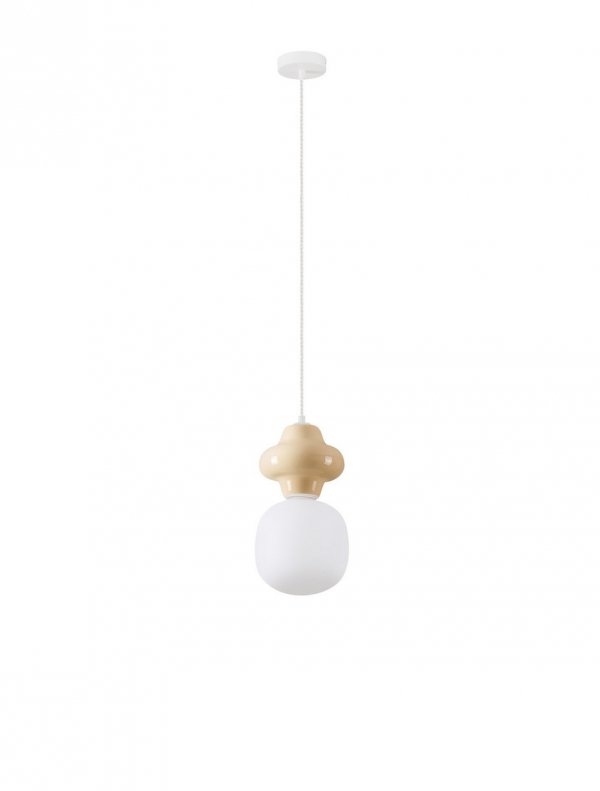 Designerska Lampa Wisząca z Ceramiki w Kolorze Beżowym Luces Exclusivas VILROSA LE44553