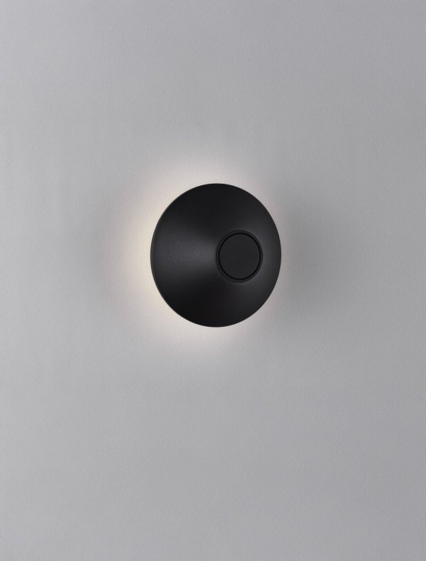 Minimalistyczny kinkiet zewnętrzny LED czarny aluminiowy okrągły podświetlający elewację klasyczny nowoczesny IP54 QUERILO LE75185 Luces Exclusivas