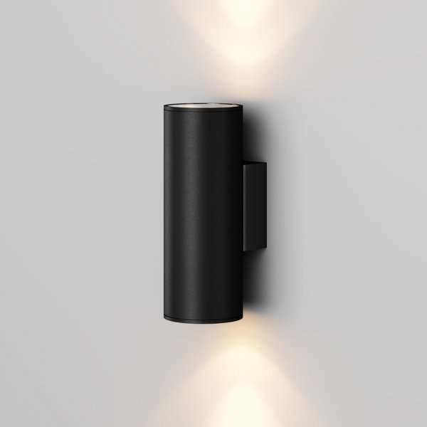 Nowoczesny kinkiet elewacyjny zewnętrzny minimalistyczny metalowy grafitowy tuba podświetlający ścianę Shim MAYTONI O303WL-L24GF3K