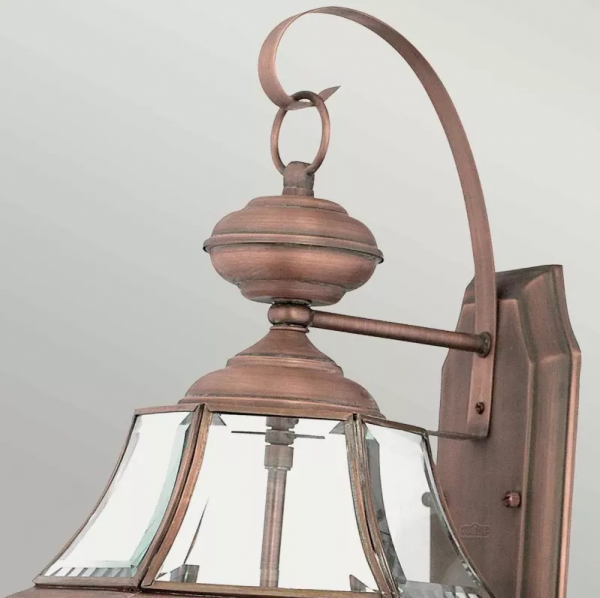 Duży kinkiet zewnętrzny Newbury L postarzana miedź, latarnia ścienna Elstad Lighting QZ-NEWBURY2-L-AC