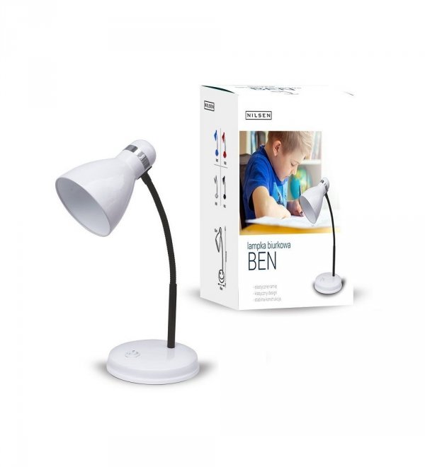 Klasyczna Biała Lampka Biurkowa BEN FN021 NILSEN