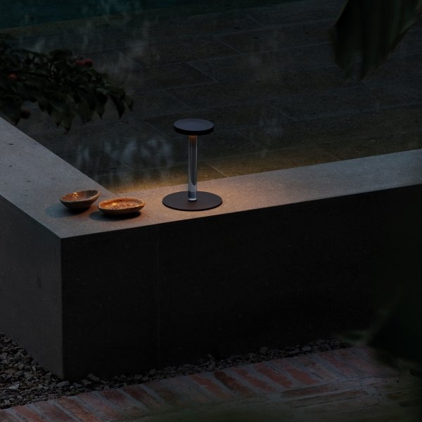 Nowoczesna Czarna Lampka Stołowa LED Przezroczysty Trzon TOKI 309866 IDEAL LUX