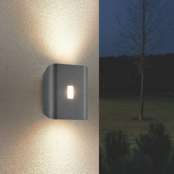 Minimalistyczny Antracytowy Kinkiet Ogrodowy LED SANTERNO 246660342 TRIO