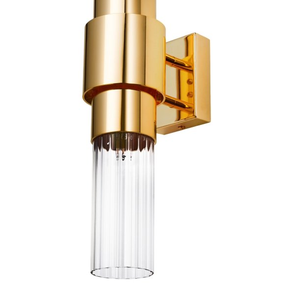 Lampa ścienna kinkiet złoty tuba z ryflowanego szkła 46cm minimalistyczny klasyczny GLOW ST-DW7790 Step Into Design
