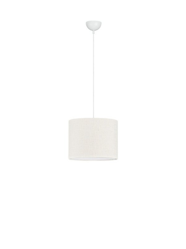 Lampa wisząca biała lniany abażur okrągły 30cm uniwersalna minimalistyczna dekoracyjna Luces Exclusivas